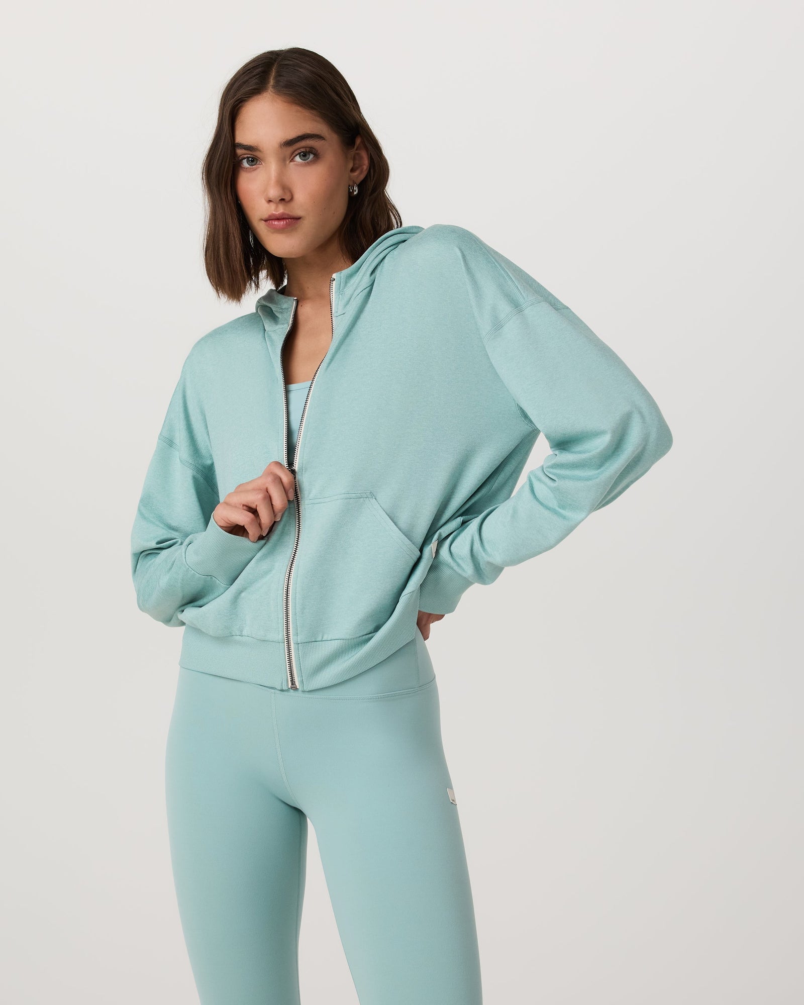 Halo full-zip modern hoodie (Sea Spray Heather)