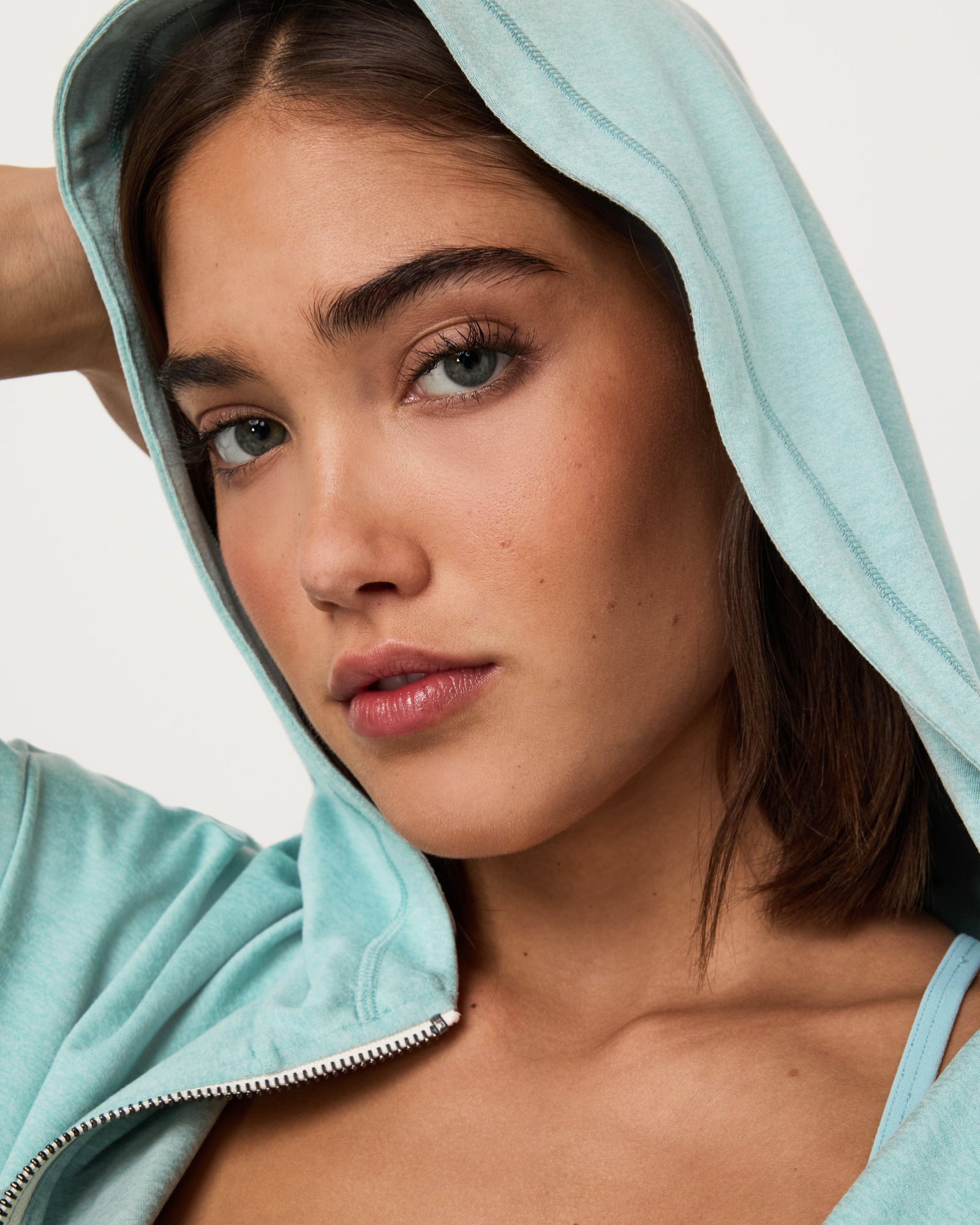 Halo full-zip modern hoodie (Sea Spray Heather)