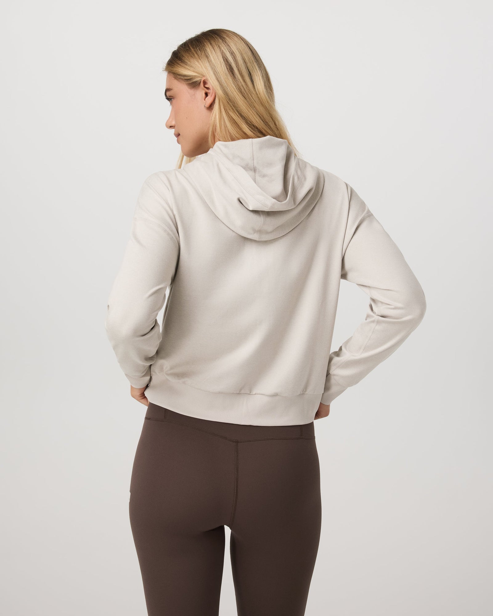 Halo full-zip modern hoodie (Ecru Heather)