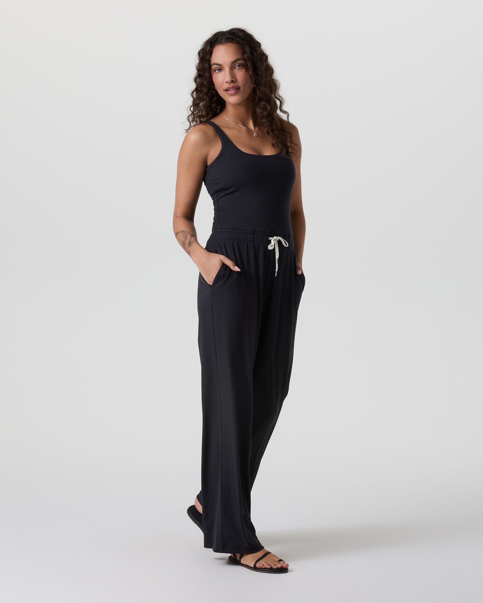 Denimedge sleeveless jumpsuit