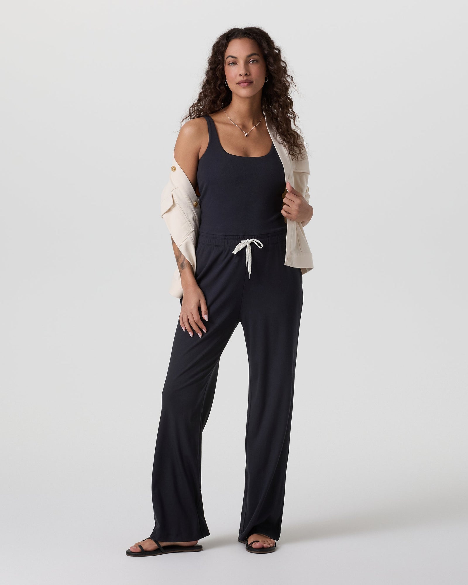 Denimedge sleeveless jumpsuit