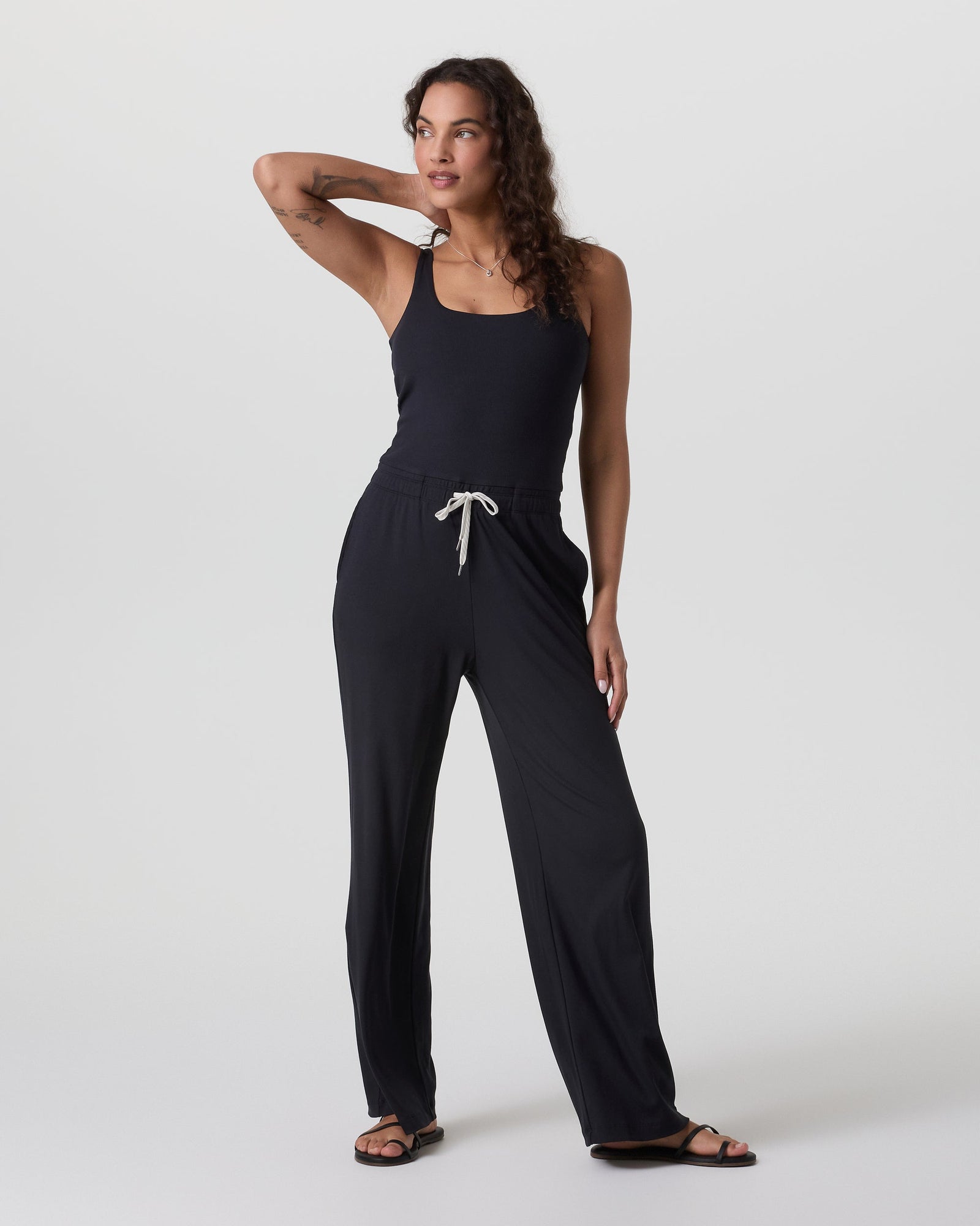 Denimedge sleeveless jumpsuit